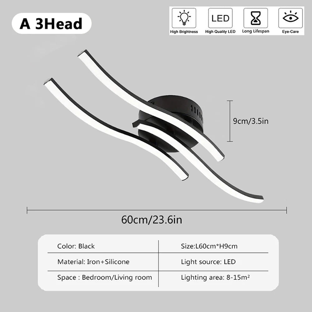 Modern LED Ceiling Light Wave White Light For Living Room Dining Room Hallway Corridor Bedroom Study Room Entryway Indoor Light