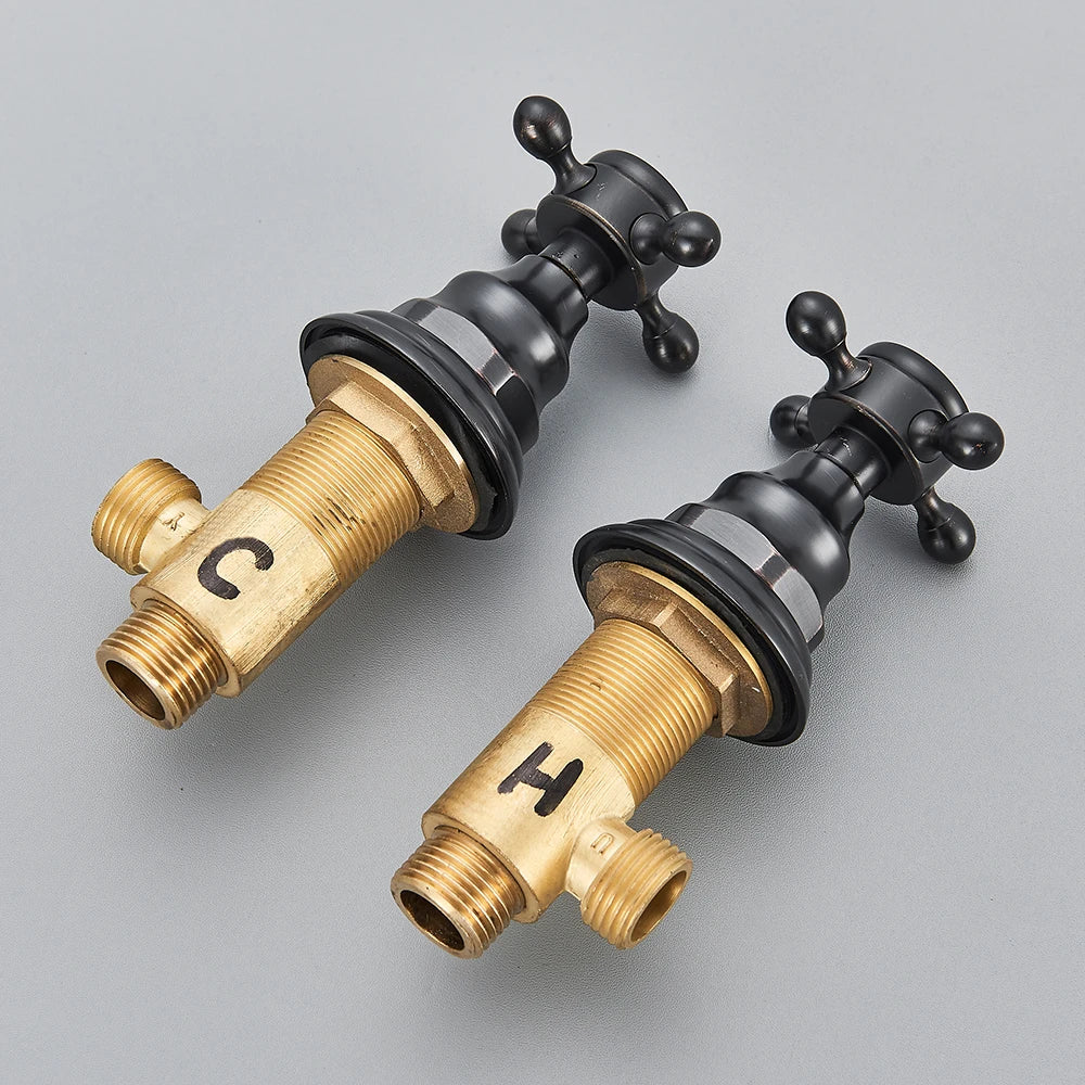 2pc Handles for Basin Faucet Deck Mounted Brass Hot and Cold Control Valve Mixer Handle Bath Faucet Switch Handles for Bathroom