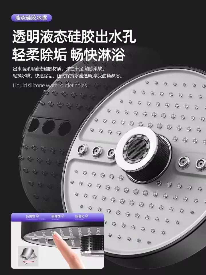 New 175mm Big Panel Showerhead 5 Mode Supercharge Rainfall Shower Head High Pressure Top Rain Shower Faucet Bathroom Accessories