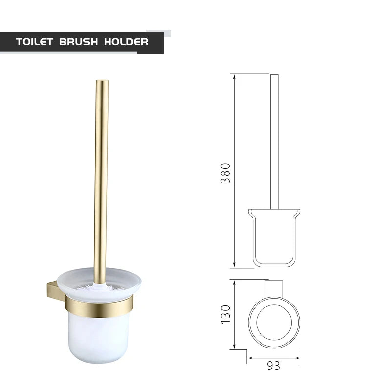 Bathroom Accessories Hardware Set Brushed Gold Robe Hook Towel Rail Bar Rack Toilet Brush Tissue Paper Holder Soap Dish Shelf