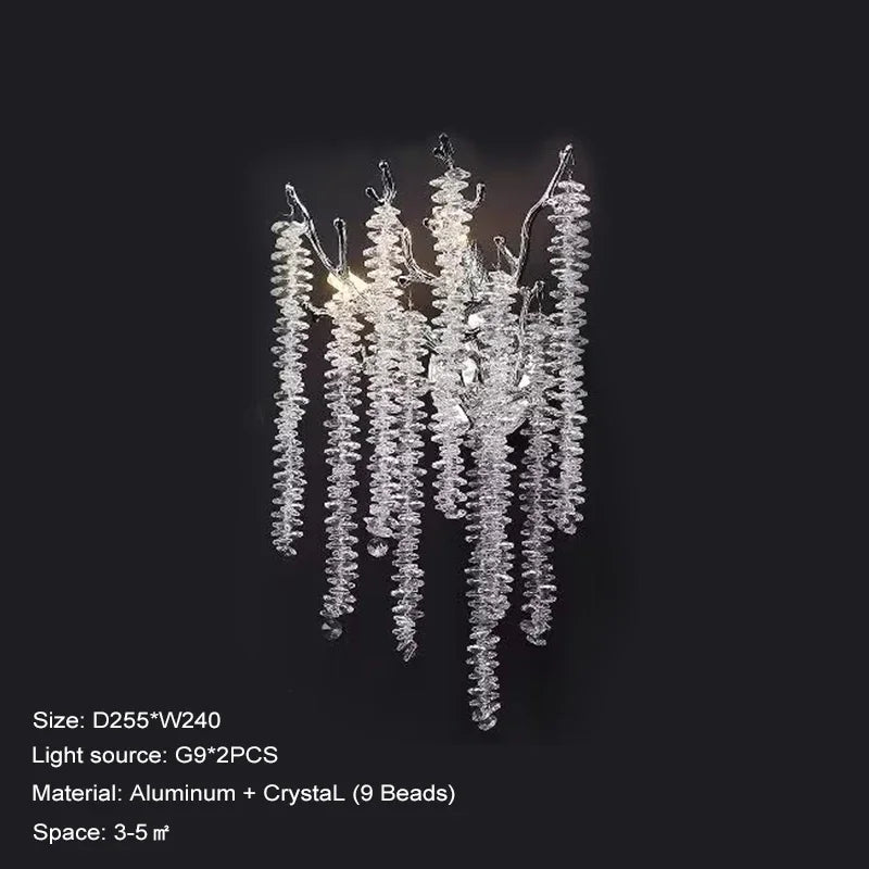 Aluminum Chrome Chandelier Crystal Tassel Designer Lamp Dining Room Light Fixture Home Decor Tree Branch Led Lighting Round