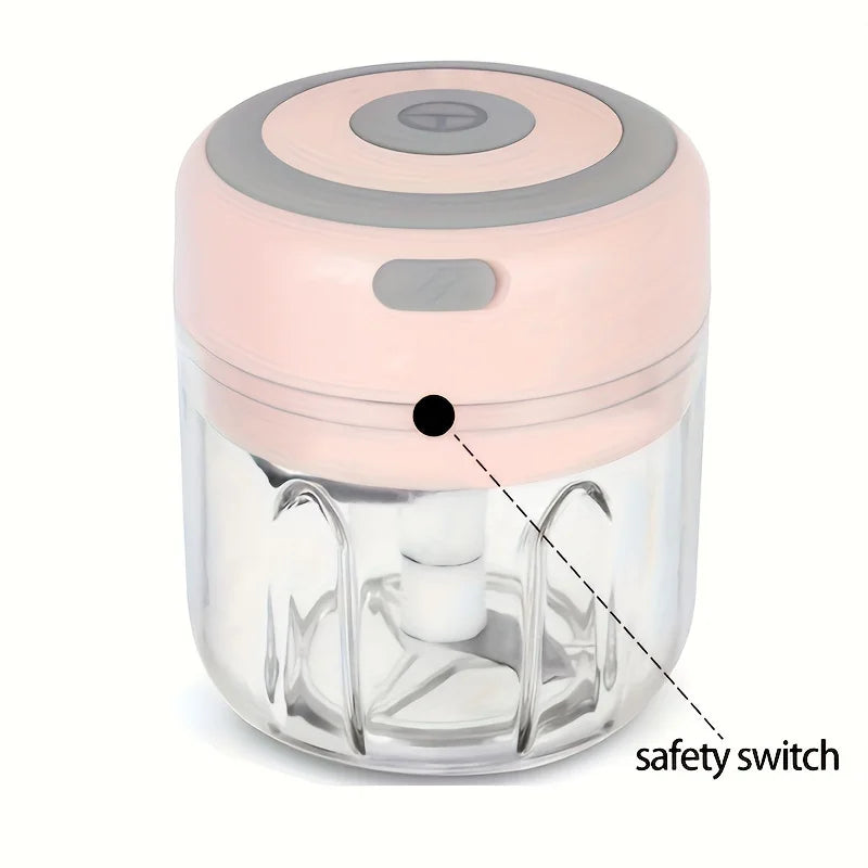 250ml Portable Electric Mini Garlic Chopper | USB rechargeable stainless steel blade  Ideal for garlic ginger  chili