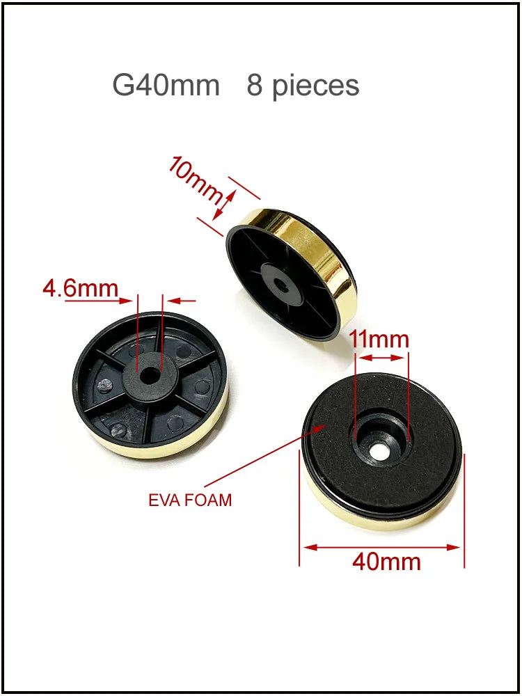 Furniture Electrical Appliances Speaker Legs Anti Slip Vibration Reduction Gold And Silver Frame Plastic Foot Pads