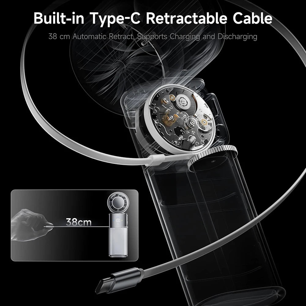 100-speed Portable Fan: Semiconductor cooling, large battery (charges phones). Foldable/neck-hanging, perfect for travel – gifts