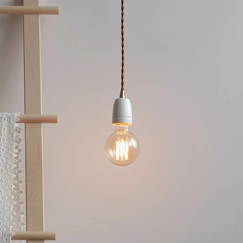 Vintage ceramic bedside pendant lamp Art single head dining room table pendant lamp Creative personality Mini pendant lamp
