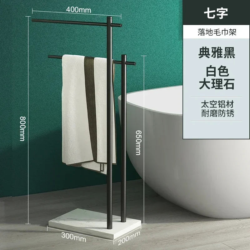 Marble Floor Towel Rack Luxury Bath Towel Stand Storage Shelf Elegant Style Organizer Bathroom Storage