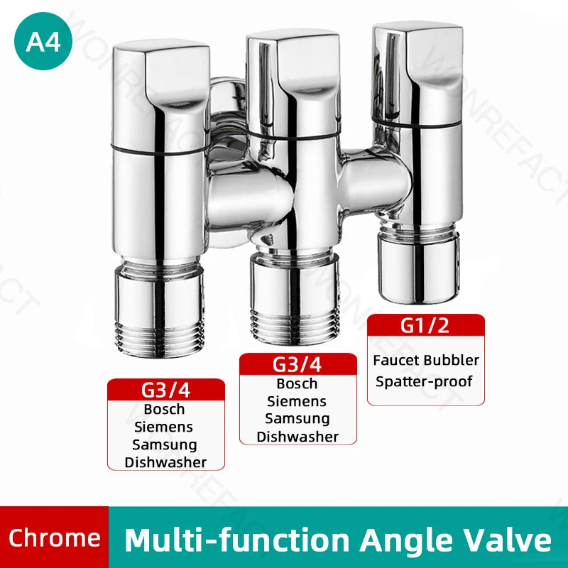 G1/2  Multi Function Washing Machine Faucet Brass Water Stop Quick Opening Angle Valve Wall Mounted  Bathroom Tool Accessories