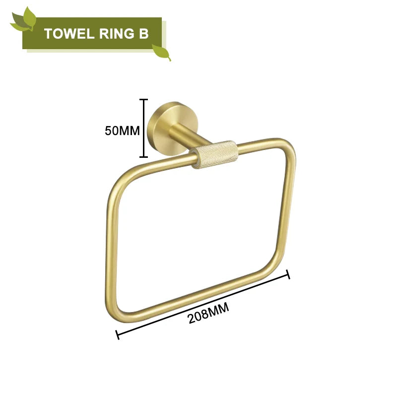 Brushed Gold Stainless Steel Bathroom Hardware Set Towel Rack Coat Hook Towel Bar Toilet Paper Holder Soap Dish Accessories