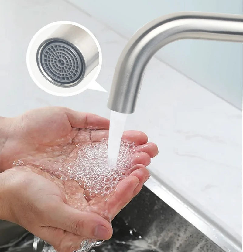 Stainless Steel Inner Window Folding Kitchen Faucet 360 Degree Swivel Hot Cold Mixer Water Tap Lead-Free Bathroom Sink Faucet