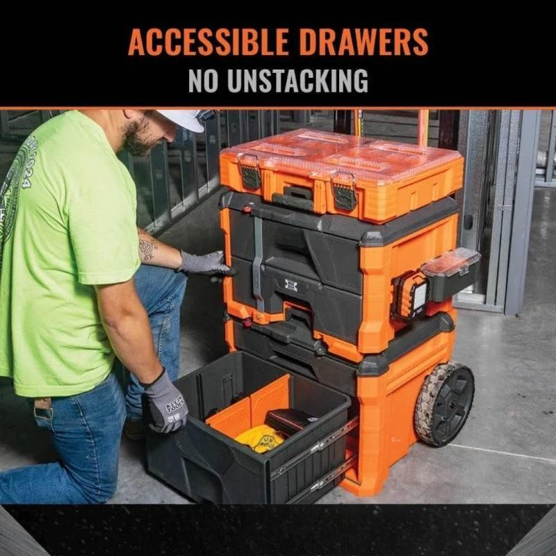 54801MB MODbox Rolling Drawer Tool Box, Heavy-Duty Double Drawer Tool Organizer, Deep Stackable Set