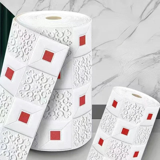 70cm*1/2/5/10m Brick DIY Wallpaper Foam Panels 3D Wall Stickers Self-adhesive Home Decor Living Room Kitchen Decor