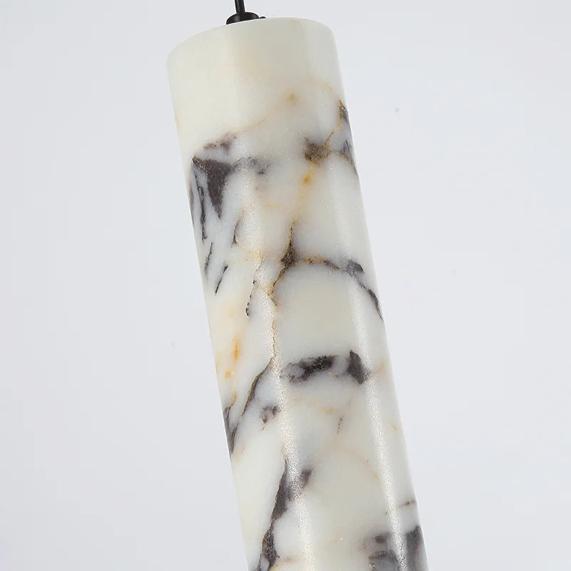 Luxury Black Cylinder Natural Stone Pendant Lamp High-end Bedside LED Chandelier Living room Decoration Home Hanging Lights