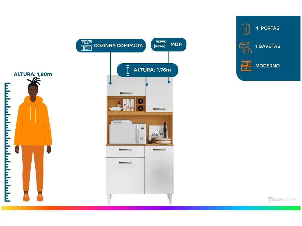 Malva 4 Doors 1 Drawer Compact Kitchen Aramobile