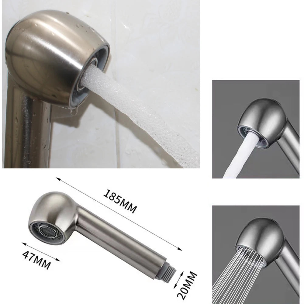 G1/2 Kitchen Faucet Head Pull Out Shower Nozzle Sprayer Bathroom Sink Tap Replacement Accessory Black Silver Golden Head Aerator