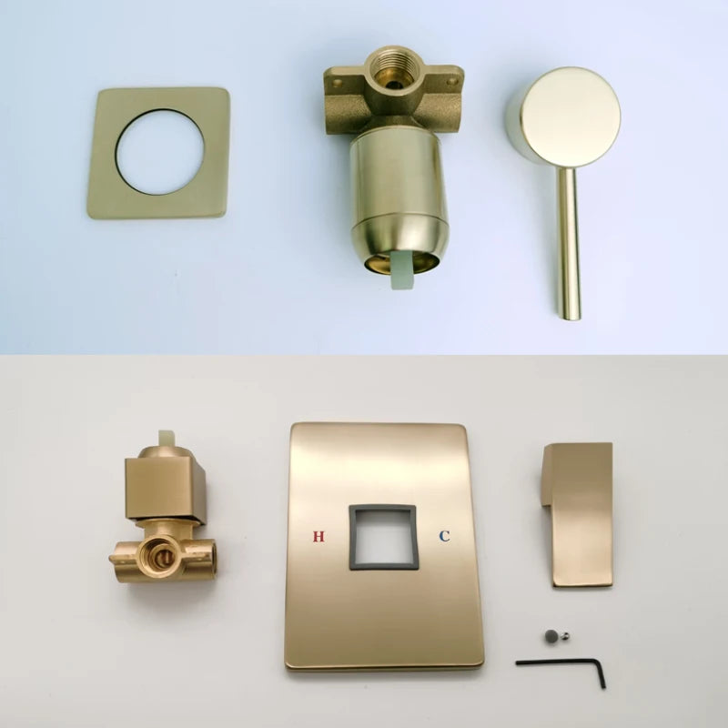 Solid Brass Valve Mixer Faucet Chrome/Matt Black/Brushed Gold/Grey In Wall Concealed Body Shower Basin Faucet Connector