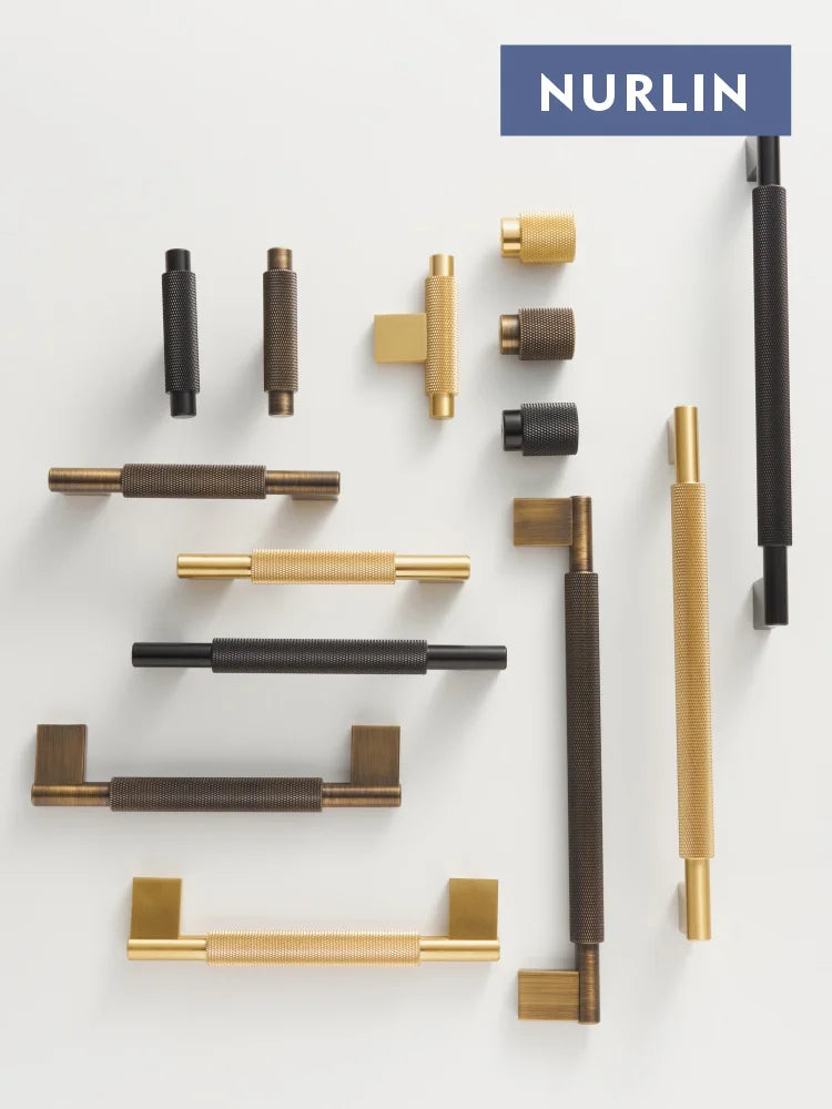 Nurlin Solid Brass Knurling Antique Brass Cross Pattern kitchen Knob Cupboards T-bar Furniture Refrigerator Door Kitchen Pull