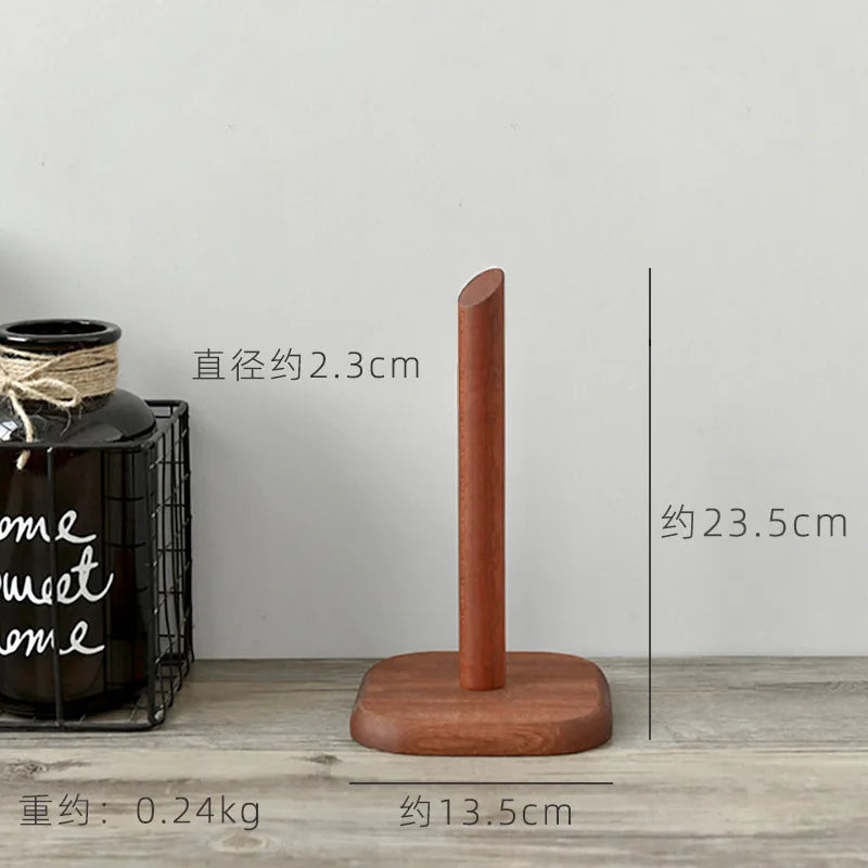Creative Walnut Tissue Storage Rack Kitchen Vertical Roll Paper Holder Plastic Wrap Shelf Household Storage Ornament Decoration