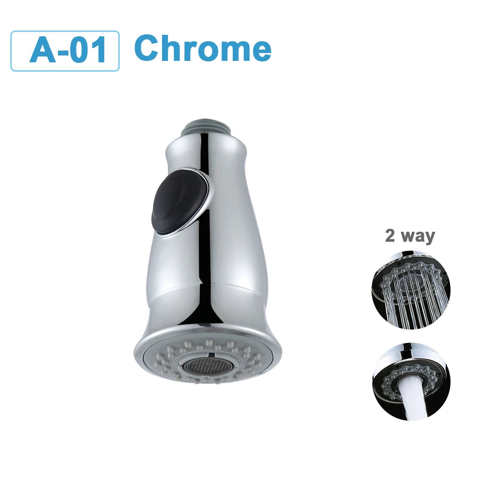 G1/2 Kitchen Faucet Head Pull Out Shower Nozzle Sprayer Bathroom Sink Tap Replacement Accessory Black Silver Golden Head Aerator
