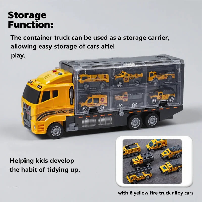 Children Transportation Firefighting Truck Set Equipped With 6 Small Engineering Vehicle Toy Car Suitable As A Gift For Children