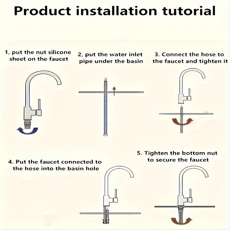 [Stainless Steel Faucet] 360° Rotatable Stainless Steel Kitchen Sink Faucet | Dual-Control Hot and Cold Water, Brushed Finish