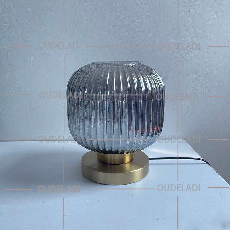 White Blue Amber Smoky gray Pumpkin Glass table lamps Bedroom Study desk lamp Modern living room Hotel bedside Decor light