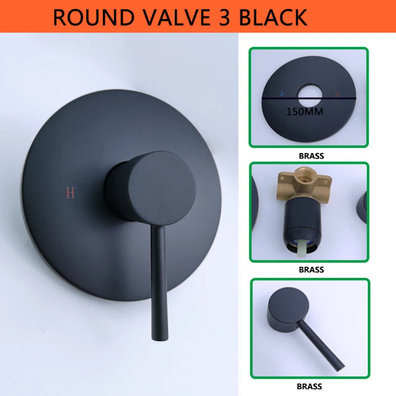 Solid Brass Valve Mixer Faucet Chrome/Matt Black/Brushed Gold/Grey In Wall Concealed Body Shower Basin Faucet Connector