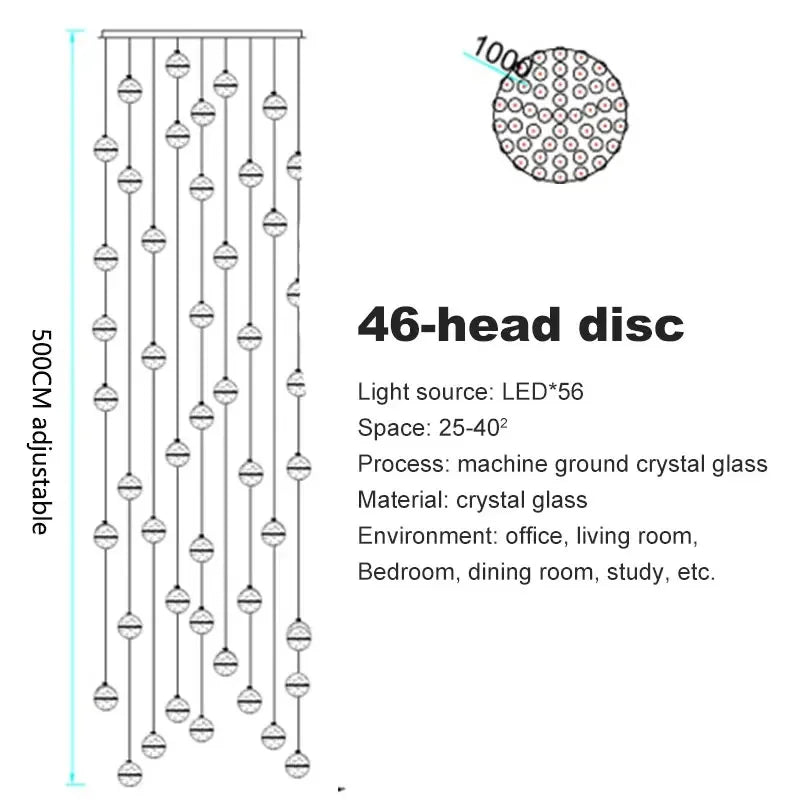 Spiral Staircase Living Room Chandeliers Crystal Ball Led Ceiling Light Lustre Living Dining Room Modern Home Decor Pendant Lamp