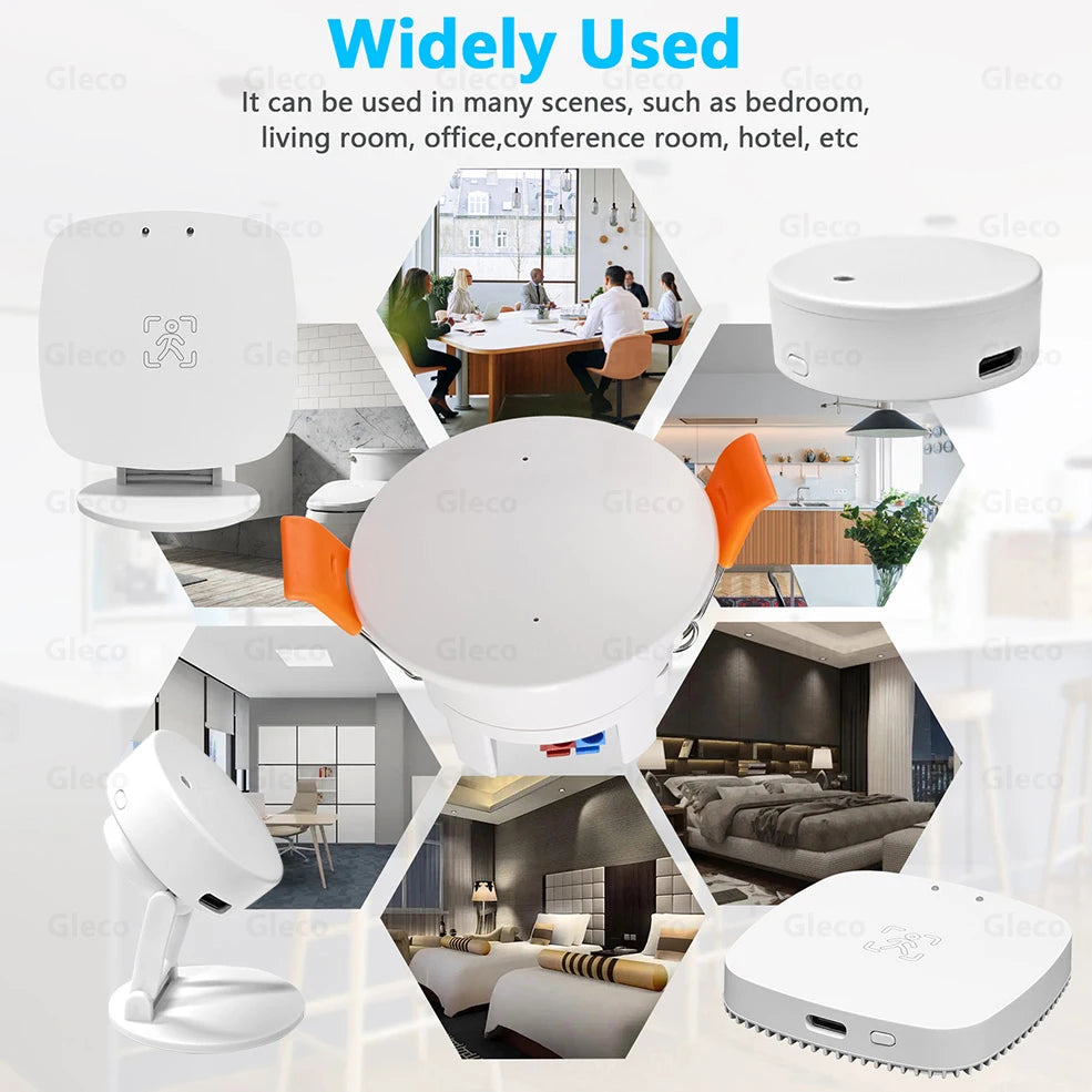 5.8G/24G ZigBee Wifi MmWave Human Presence Motion Sensor Detector With Luminance/Distance Detection Tuya Smart Home Automation