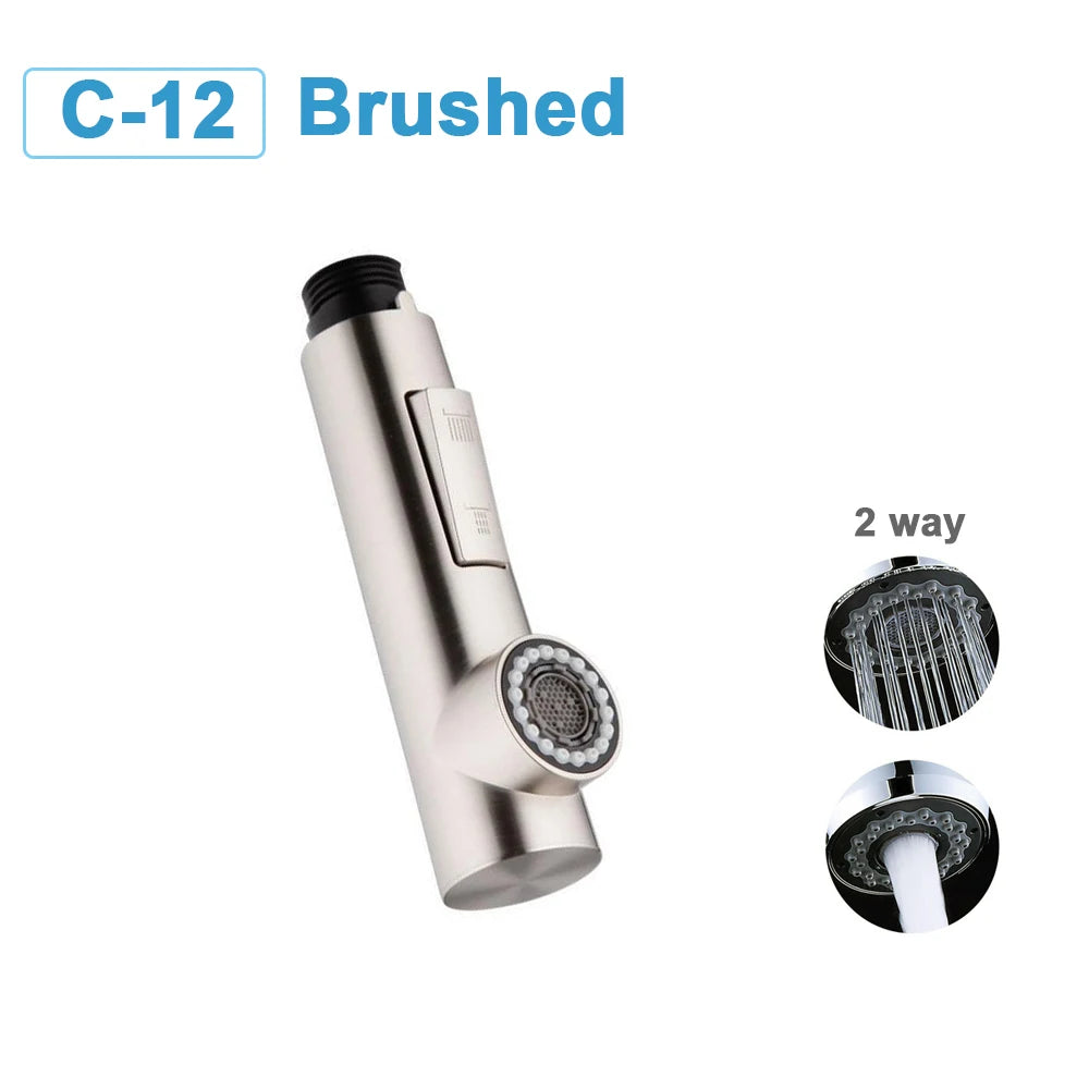 G1/2 Kitchen Faucet Head Pull Out Shower Nozzle Sprayer Bathroom Sink Tap Replacement Accessory Black Silver Golden Head Aerator