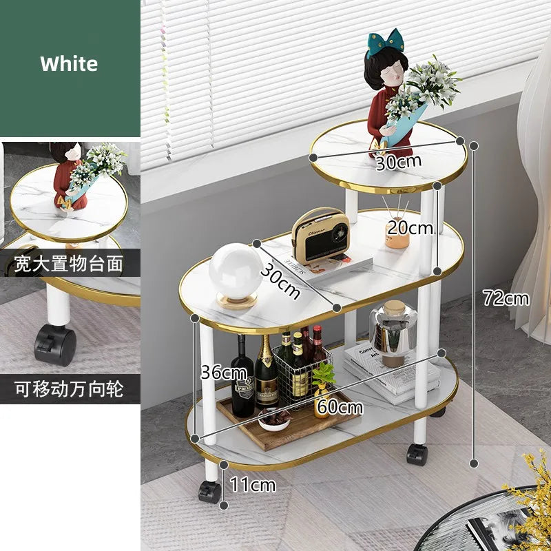 Sofa Side Table Modern Light Luxury Coffee Table Simple Solid Wood Furniture Living Room Storage Rack Corner Table Movable