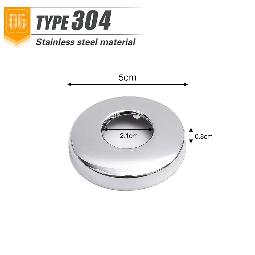 1Pc Stainless Steel Faucet Decorative Cover Self-Adhesive Shower Chrome Finish Water Pipe Wall Caps Covers Bathroom Accessories