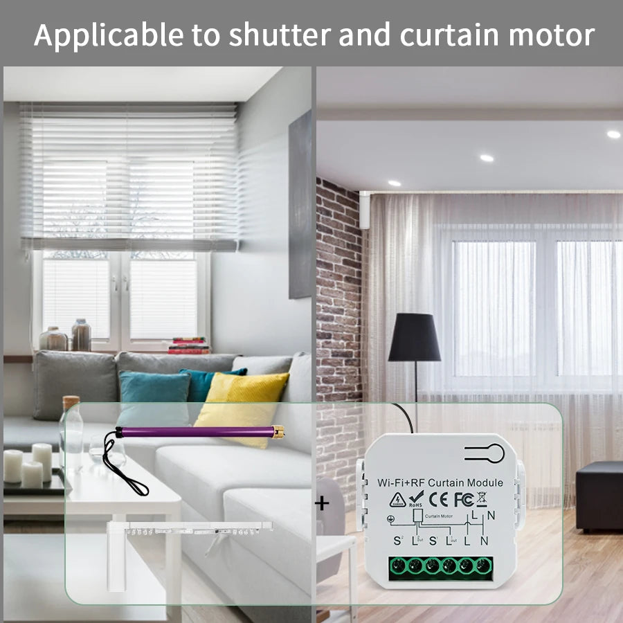 Tuya WiFi Smart Curtain Switch Blind Rolling Shutter RF433MHz Remote Control For Smart Life App Support Google Home Alexa