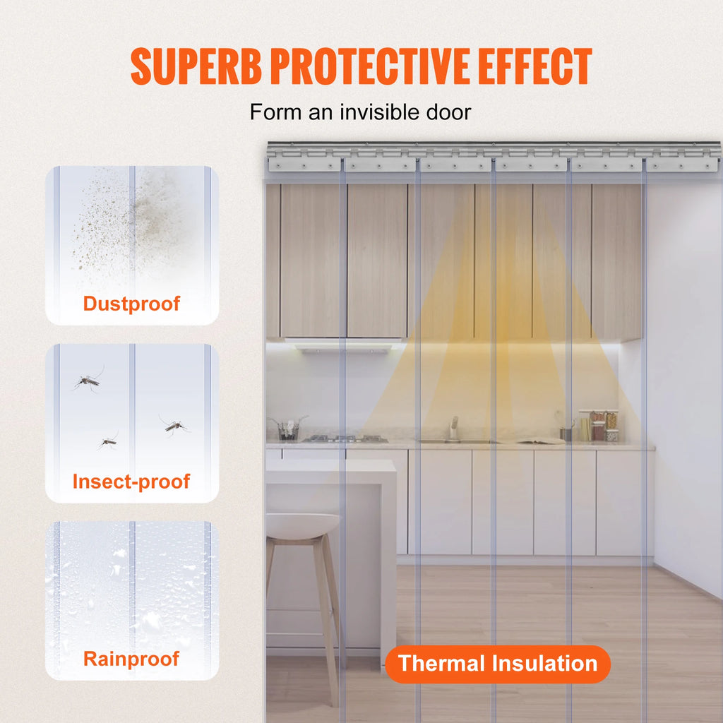 SucceBuy PVC Clear Strip Curtain 84" x 38"/48"/60" Plastic Windproof Door Freezer Curtain Hanging Strips for Warehouse Home