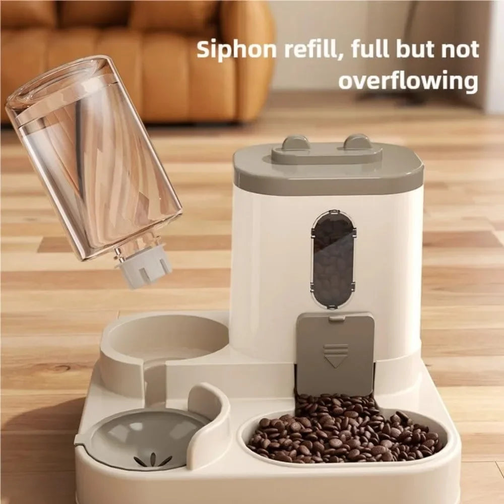 Two-in-OnePet Home Feeding and Drinking Water Integrated Automatic Water Feeder Automatic Feeder Cat and Dog Water Food Pet Bowl
