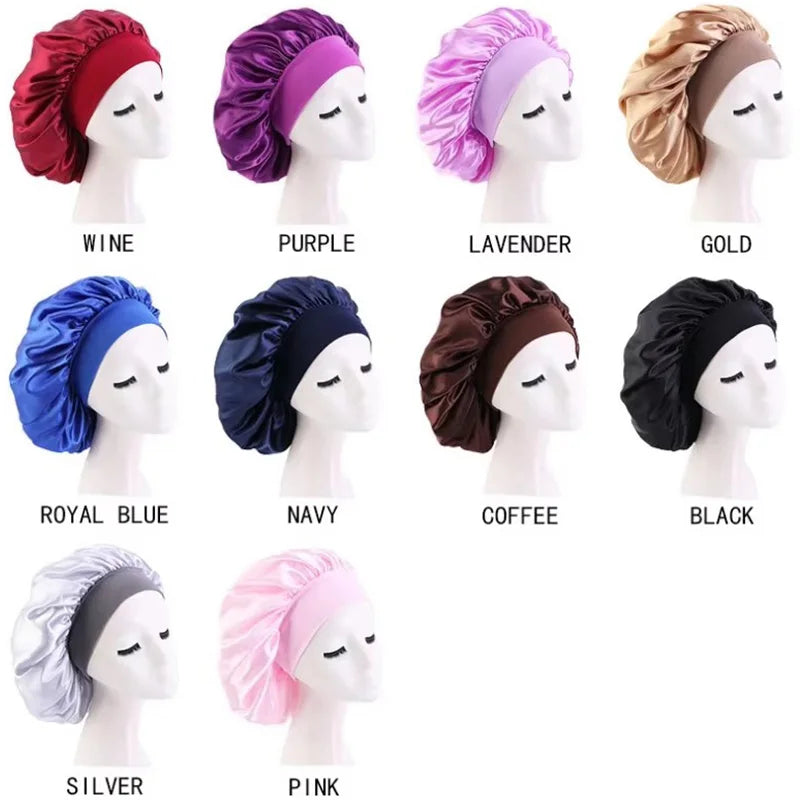 Women Satin Solid Sleeping Hat Night Sleep Cap Hair Care Bonnet Nightcap For Women Men Unisex Cap Bonnet De Nuit Shower Turban