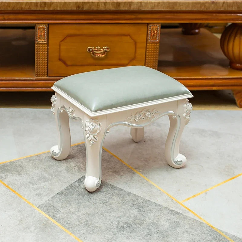 European Fabric Pouf,Modern Round Tea Table Stool, High-Quality Manicure Seat, Living Room Sofa Side Ottoman, Versatile Seating.