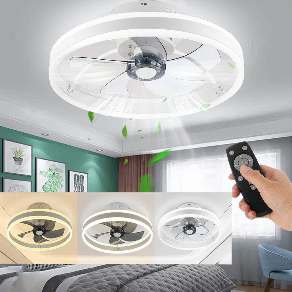 50W Round Quiet ceiling fan with lighting, 50cm LED ceiling lamp with fan, living room fan dimmable with remote control