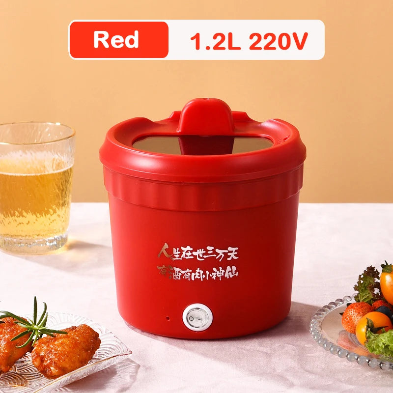 110V Mini Electric Cooking Pot Multifunctional Rice Cooker Hot Pot Instant Noodles Porridge Omelette Quick Food Pot Frying Pan