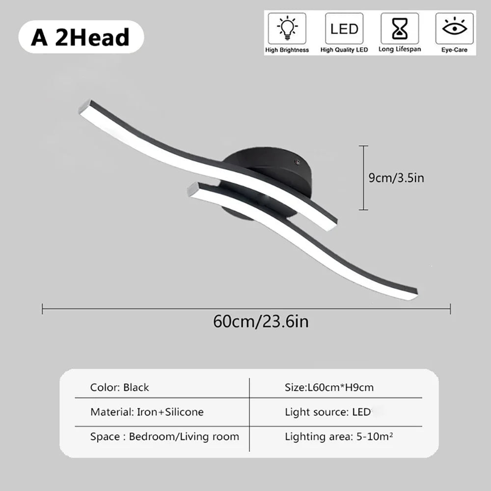 Modern LED Ceiling Light Wave White Light For Living Room Dining Room Hallway Corridor Bedroom Study Room Entryway Indoor Light