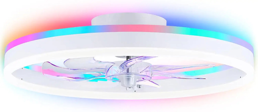 RGB TUYA Modern Ceiling Fan (With Lighting) Silent LED Dimmable Ceiling Fan (With Remote Control) for Bedroom Study Dining Room