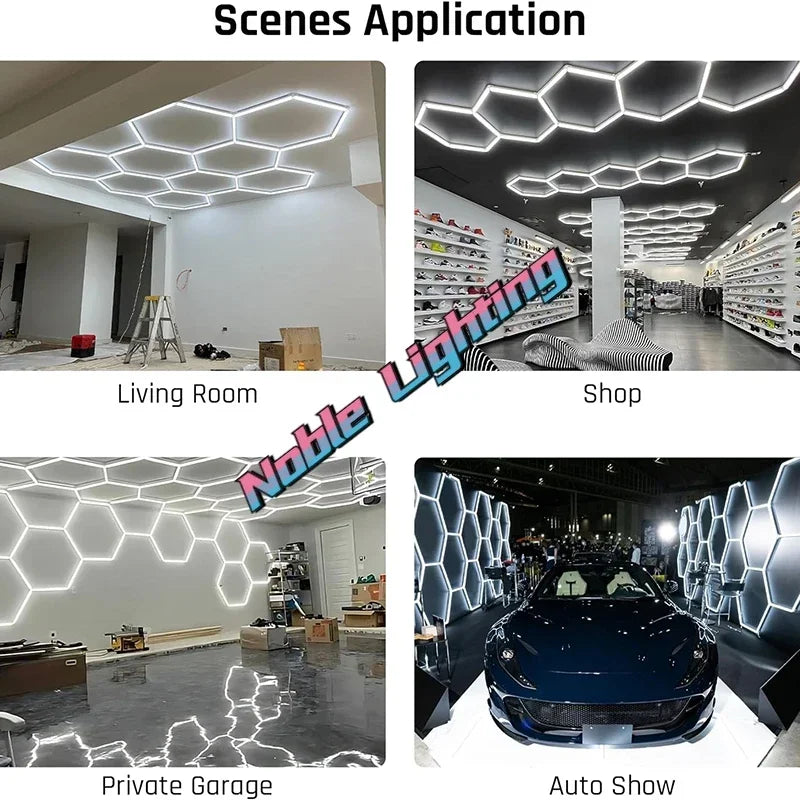 Muiti Garage Light Hexagon Led Lights Lamp Highly Efficient Honeycomb LED Light Customized for Barber Ceiling Lighting Workshop