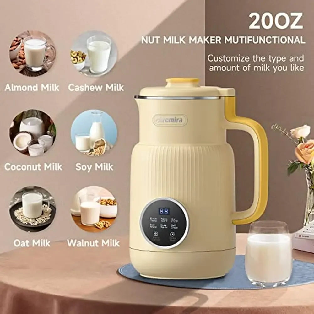 Homemade Nut Milk Maker with Automatic Program Almond Oat Soy Plant-Based Beverages and Smoothies 20oz(600ml Nut Milk Maker with