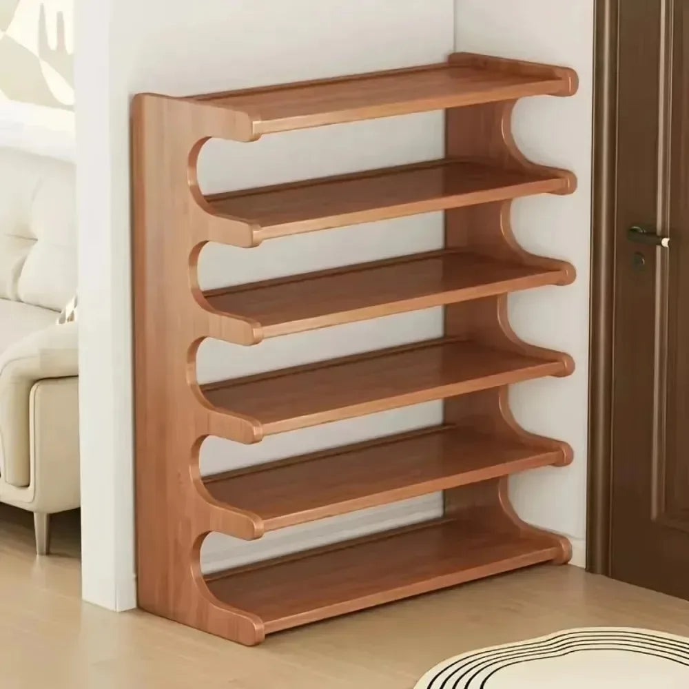Entrance Shoe Rack Simple Shoe Storage Rack Chinese Style Shoe Cabinet Wooden Storage Rack Multifunctional Bamboo Shoe Cabinet
