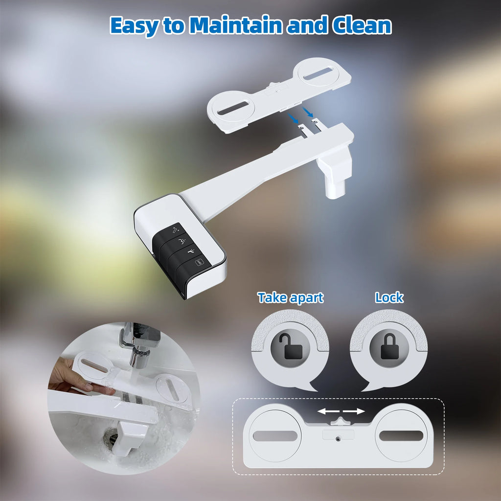 Hibbent Bidet Attachment for Toilet, Non-Electric Dual Nozzle for Frontal & Rear Wash, Adjustable Water Pressure Control