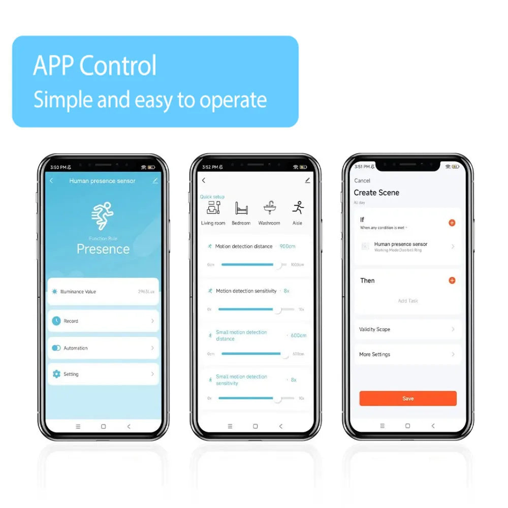 WiFi / Zigbee Smart Human Presence Sensor,Luminance/Distance Detection, Tuya Smart Life Home Automation,For Z2M Alexa, Google