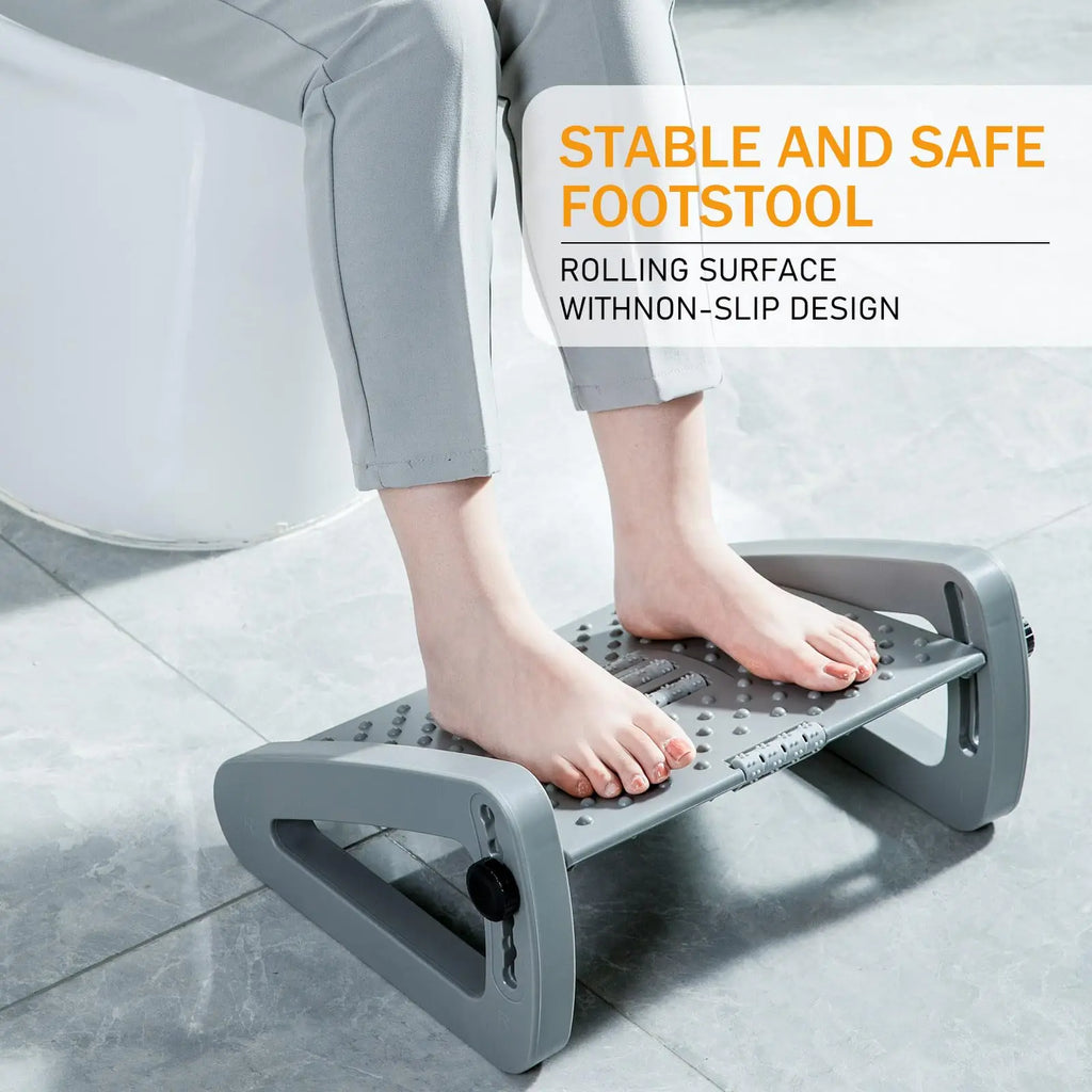 Foot Rest for Under Desk at Work Ergonomic 6 Heights Adjustable Footrest with Massage Roller Portable Under Desk Foot Stool