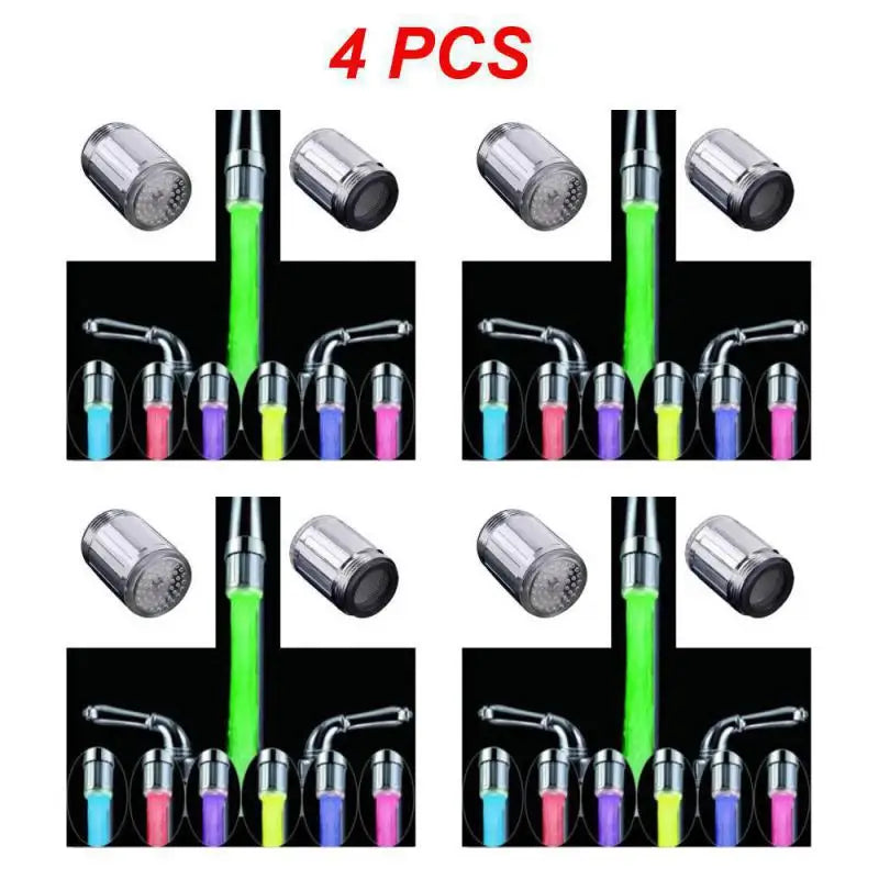 1~5PCS Luminous Light-up LED Water Faucet Shower Tap Basin Water Nozzle Bathroom Kitchen Heater Faucets thermostat Blue 3Color 7