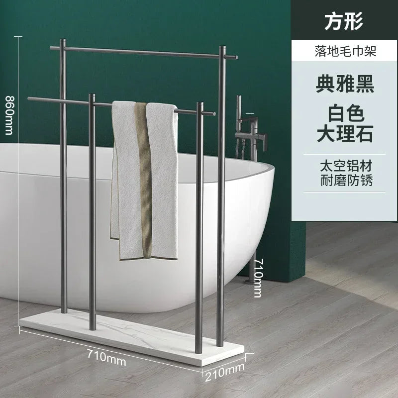 Marble Floor Towel Rack Luxury Bath Towel Stand Storage Shelf Elegant Style Organizer Bathroom Storage
