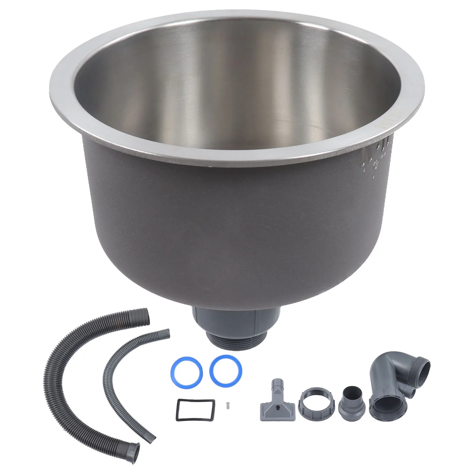 Kitchen Round Sink Mini Round Kitchen Sink Stainless Steel Bar Round Basin with Drainpipe Fitting 30cm Diameter Bar Round Sink