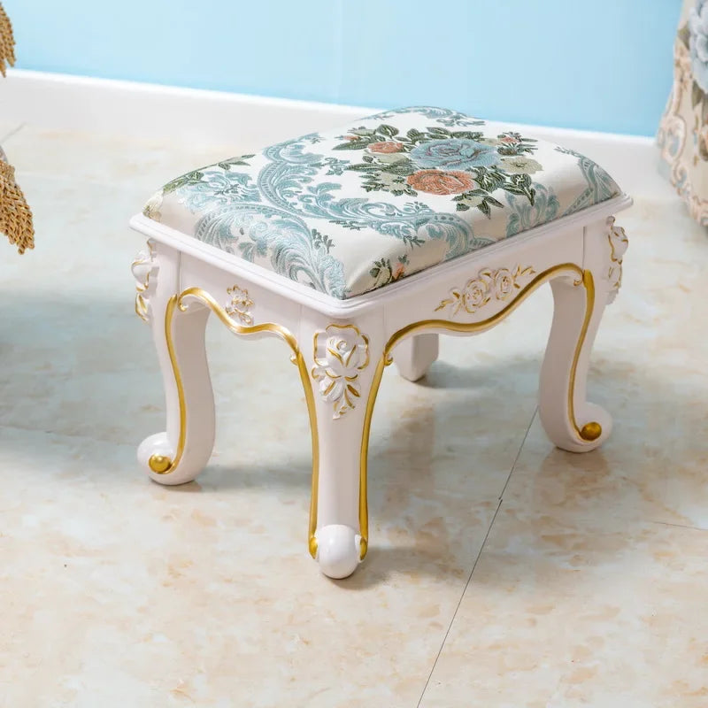 European Fabric Pouf,Modern Round Tea Table Stool, High-Quality Manicure Seat, Living Room Sofa Side Ottoman, Versatile Seating.